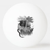 Wolf en Raven met Schedel Pingpongbal (Achterkant)