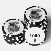 Wolf en Raven met Schedel Poker Chips (Opstapeling)