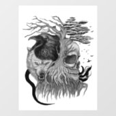 Wolf en Raven met Schedel Raamsticker (Vel)