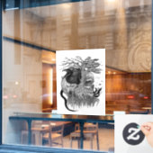 Wolf en Raven met Schedel Raamsticker (Cafe Raam)