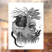 Wolf en Raven met Schedel Raamsticker (Vel 2)
