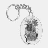 Wolf en Raven met Schedel Sleutelhanger (Voorkant Links)