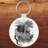 Wolf en Raven met Schedel Sleutelhanger (Voorkant)