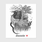 Wolf en Raven met Schedel Sticker (Vel)