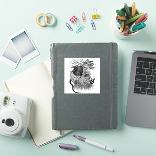 Wolf en Raven met Schedel Sticker