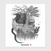 Wolf en Raven met Schedel Sticker (Vel)