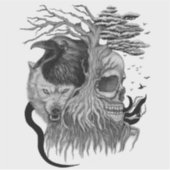 Wolf en Raven met Schedel Sticker (Voorkant)