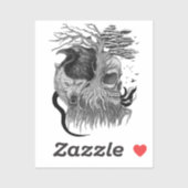 Wolf en Raven met Schedel Sticker (Vel)