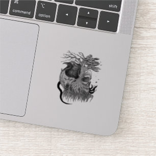 Wolf en Raven met Schedel Sticker