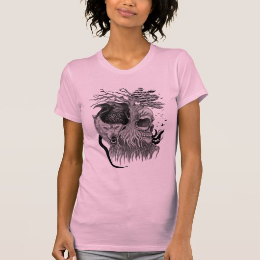 Wolf en Raven met Schedel T-shirt (Voorkant)