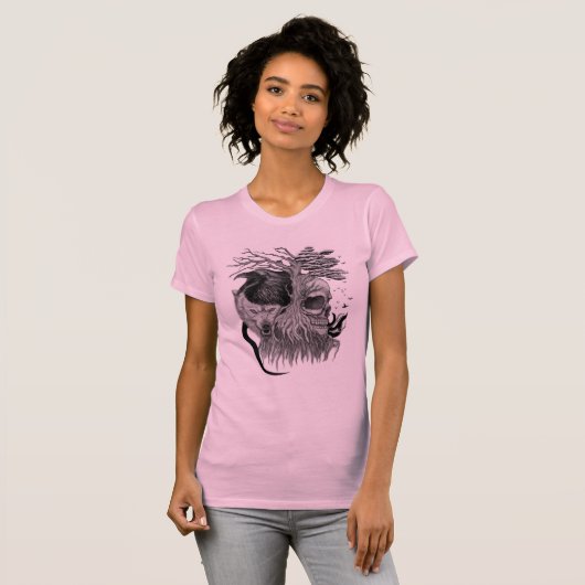 Wolf en Raven met Schedel T-shirt (Voorkant volledig)