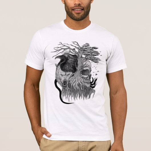 Wolf en Raven met Schedel T-shirt (Voorkant)