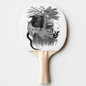 Wolf en Raven met Schedel Tafeltennisbatje (Achterkant)