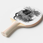 Wolf en Raven met Schedel Tafeltennisbatje (Voorkant Gekanteld)