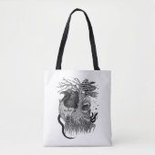 Wolf en Raven met Schedel Tote Bag (Voorkant)