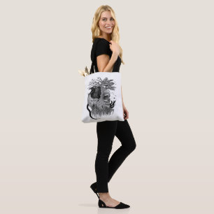 Wolf en Raven met Schedel Tote Bag