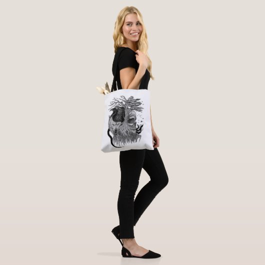 Wolf en Raven met Schedel Tote Bag (Op model)
