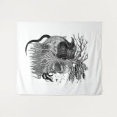 Wolf en Raven met Schedel Wandkleed (Voorkant (horizontaal))