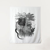 Wolf en Raven met Schedel Wandkleed (Voorkant)