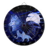 Wolf en Raven met volle maan Dartbord (Voorkant)