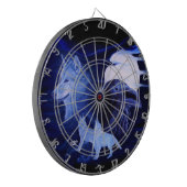 Wolf en Raven met volle maan Dartbord (Voorkant Links)