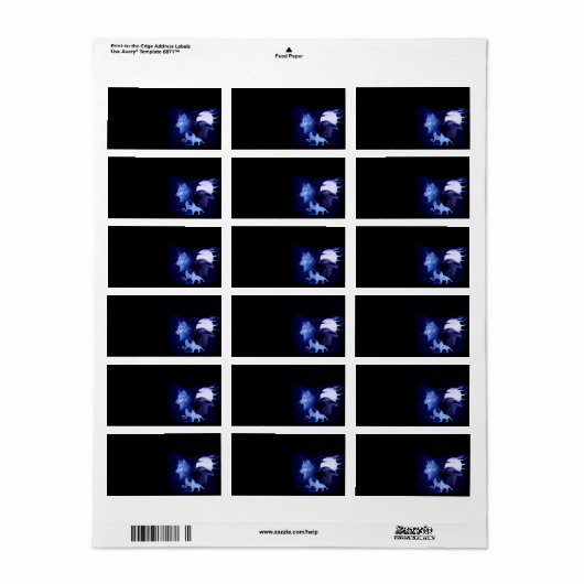 Wolf en Raven met volle maan Etiket (Full Sheet)