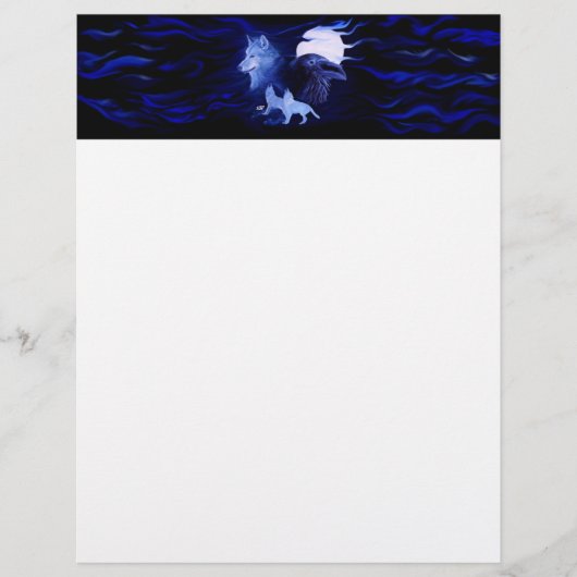 Wolf en Raven met volle maan Flyer (Voorkant)