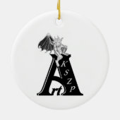 Wolf en Raven met volle maan Keramisch Ornament (Achterkant)