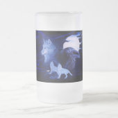Wolf en Raven met volle maan Matglas Bierpul (Center)