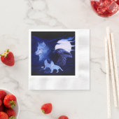 Wolf en Raven met volle maan Servetten (Insitu)