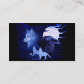 Wolf en Raven met volle maan Visitekaartje (Achterkant)