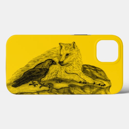 Wolf en Raven, zwart en geel Case-Mate iPhone Case (Achterkant (horizontaal))