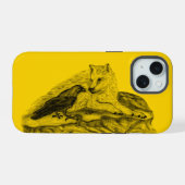 Wolf en Raven, zwart en geel iPhone 15 Case (Achterkant horizontaal)