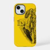 Wolf en Raven, zwart en geel iPhone 15 Case (Achterkant)