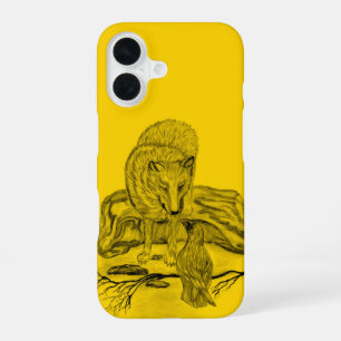 Wolf en Raven, zwart en geel iPhone 16 Hoesje