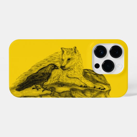 Wolf en Raven, zwart en geel iPhone Hoesje (Achterkant horizontaal)