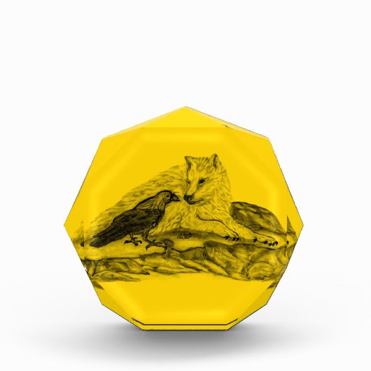 Wolf en Raven - Zwart en geel ontwerp Fotoblokken (Voorkant)