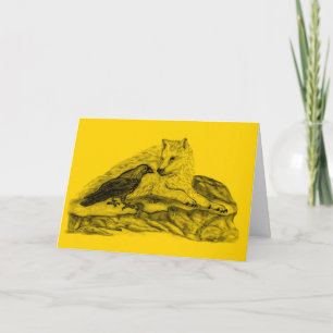 Wolf en Raven - Zwart en geel ontwerp Kaart