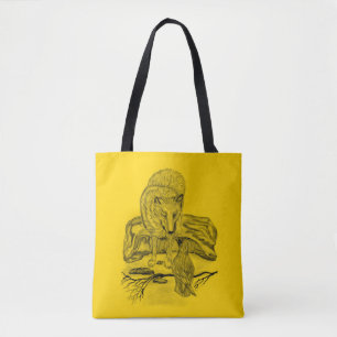 Wolf en Raven - Zwart en geel ontwerp Tote Bag
