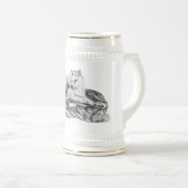 Wolf en Raven - Zwart en wit design Bierpul (Voorkant rechts)