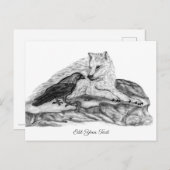 Wolf en Raven - Zwart en wit design Briefkaart (Voorkant / Achterkant)