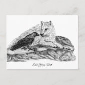 Wolf en Raven - Zwart en wit design Briefkaart (Voorkant)