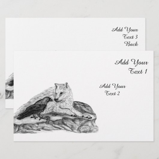 Wolf en Raven - Zwart en wit design Briefpapier (Voorkant / Achterkant)