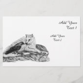 Wolf en Raven - Zwart en wit design Briefpapier (Voorkant)