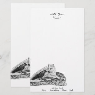 Wolf en Raven - Zwart en wit design Briefpapier