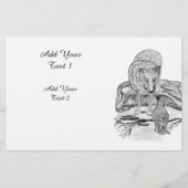 Wolf en Raven - Zwart en wit design Briefpapier (Voorkant)