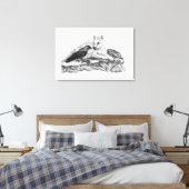 Wolf en Raven - Zwart en wit design Canvas Afdruk (Insitu (Slaapkamer))