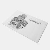 Wolf en Raven - Zwart en wit design Deurmat (Schuin)