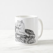 Wolf en Raven - Zwart en wit design Koffiemok (Voorkant rechts)