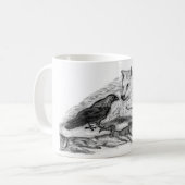 Wolf en Raven - Zwart en wit design Koffiemok (Voorkant links)